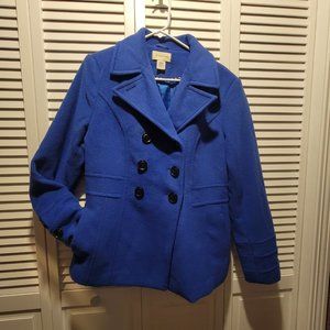 Double-Breasted Sapphire Blue St Johns Bay Short Pea Coat